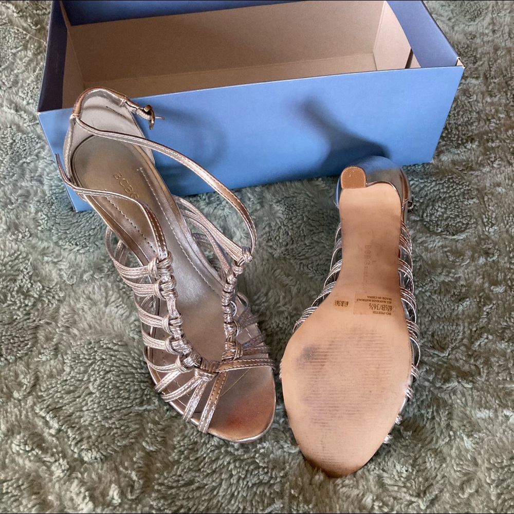Silver evening high heels